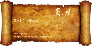 Reif Absa névjegykártya